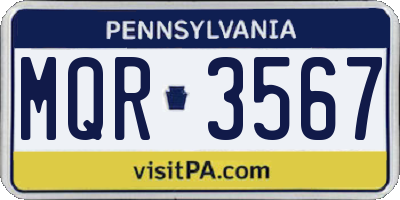 PA license plate MQR3567