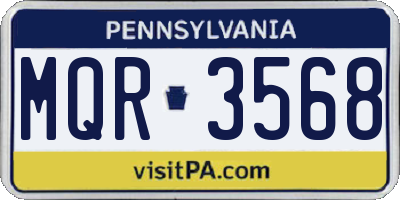 PA license plate MQR3568