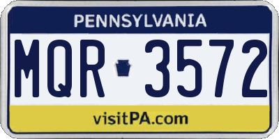 PA license plate MQR3572
