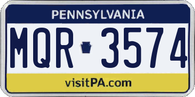PA license plate MQR3574