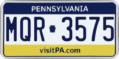 PA license plate MQR3575