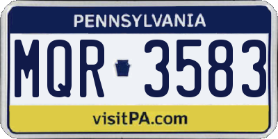 PA license plate MQR3583
