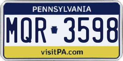 PA license plate MQR3598