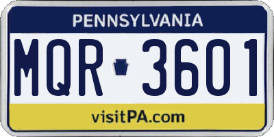 PA license plate MQR3601