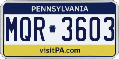 PA license plate MQR3603