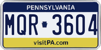 PA license plate MQR3604