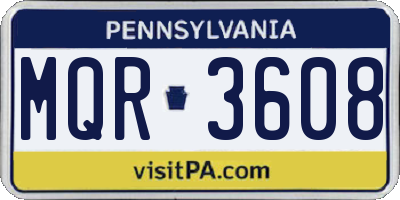 PA license plate MQR3608