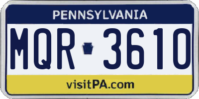 PA license plate MQR3610
