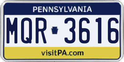 PA license plate MQR3616