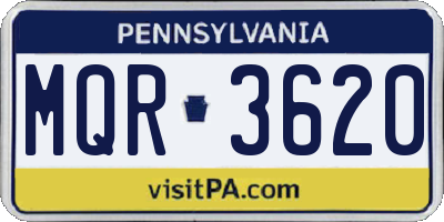 PA license plate MQR3620