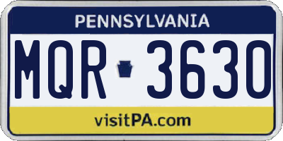PA license plate MQR3630