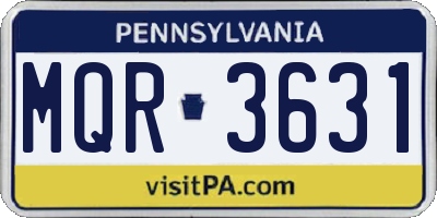 PA license plate MQR3631