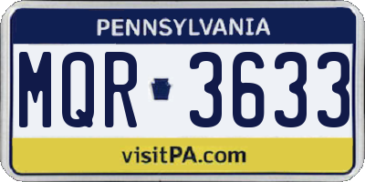 PA license plate MQR3633