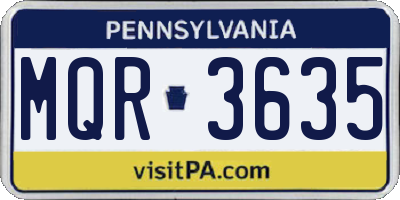 PA license plate MQR3635
