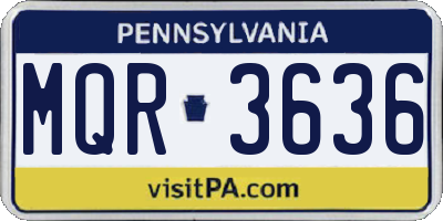 PA license plate MQR3636