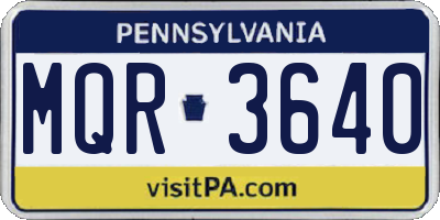 PA license plate MQR3640