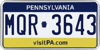 PA license plate MQR3643