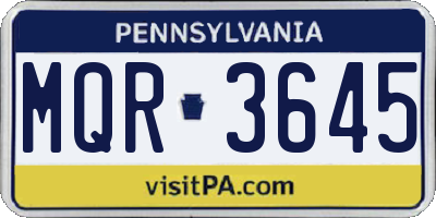 PA license plate MQR3645