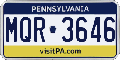 PA license plate MQR3646