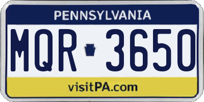 PA license plate MQR3650