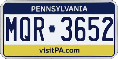 PA license plate MQR3652