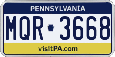 PA license plate MQR3668