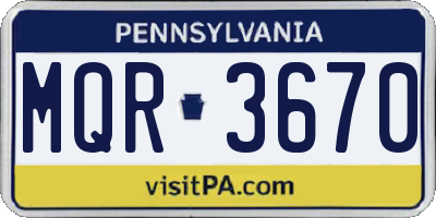 PA license plate MQR3670