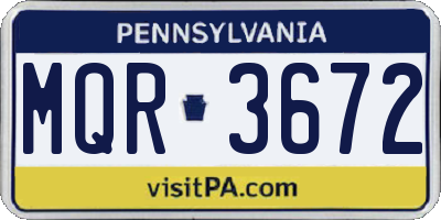 PA license plate MQR3672