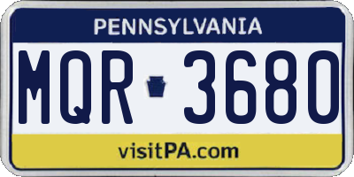 PA license plate MQR3680