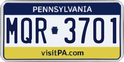 PA license plate MQR3701