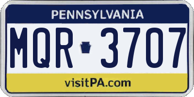 PA license plate MQR3707