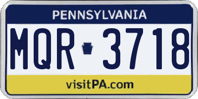 PA license plate MQR3718