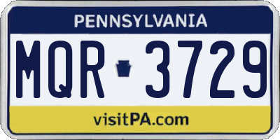 PA license plate MQR3729