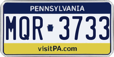 PA license plate MQR3733