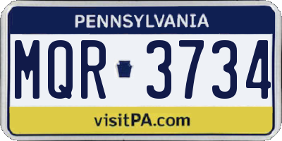 PA license plate MQR3734