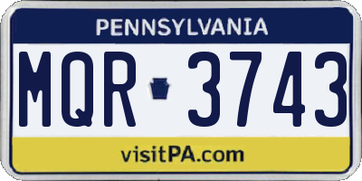 PA license plate MQR3743