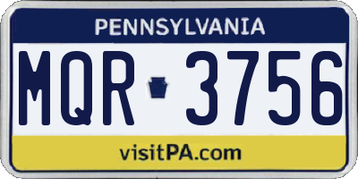 PA license plate MQR3756
