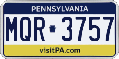 PA license plate MQR3757