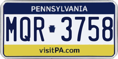 PA license plate MQR3758