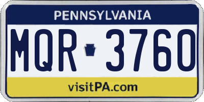 PA license plate MQR3760