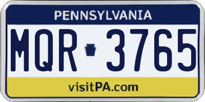 PA license plate MQR3765