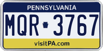PA license plate MQR3767