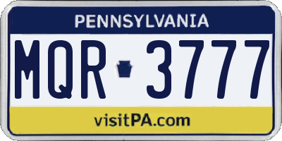 PA license plate MQR3777
