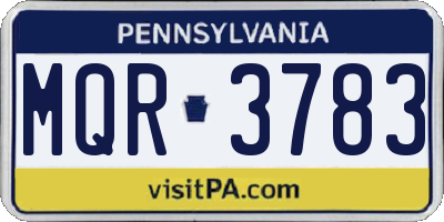 PA license plate MQR3783