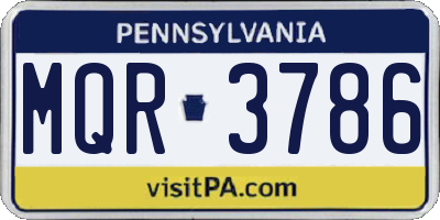 PA license plate MQR3786