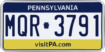PA license plate MQR3791