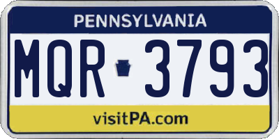 PA license plate MQR3793