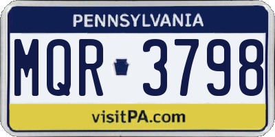 PA license plate MQR3798