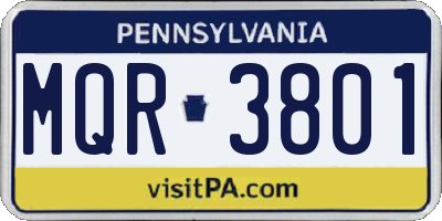 PA license plate MQR3801