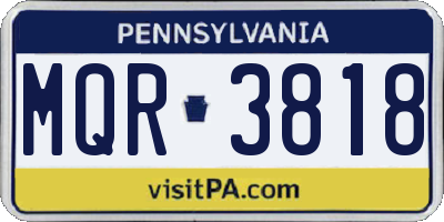 PA license plate MQR3818